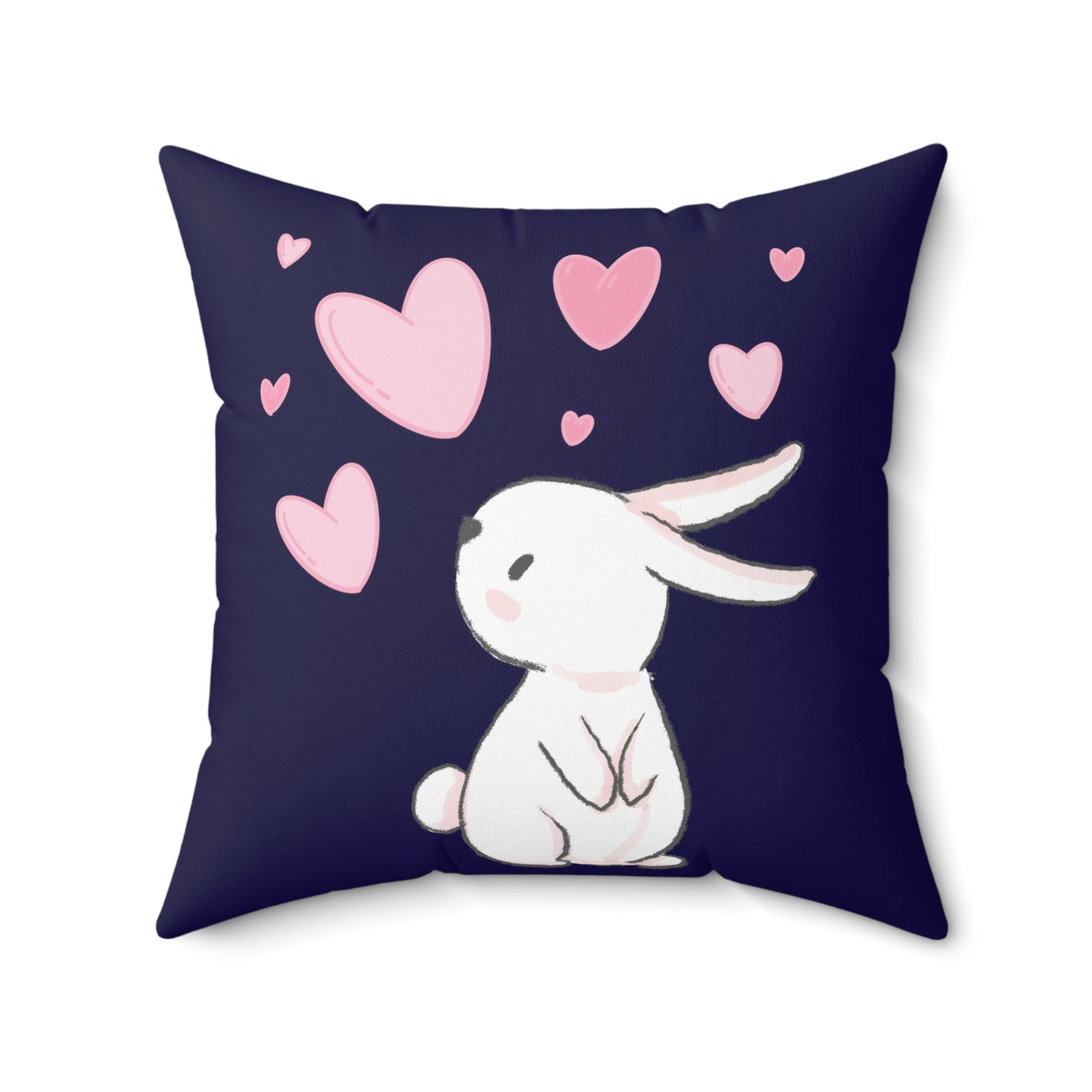 Pink Hearts Bunny Kisses Square Pillow