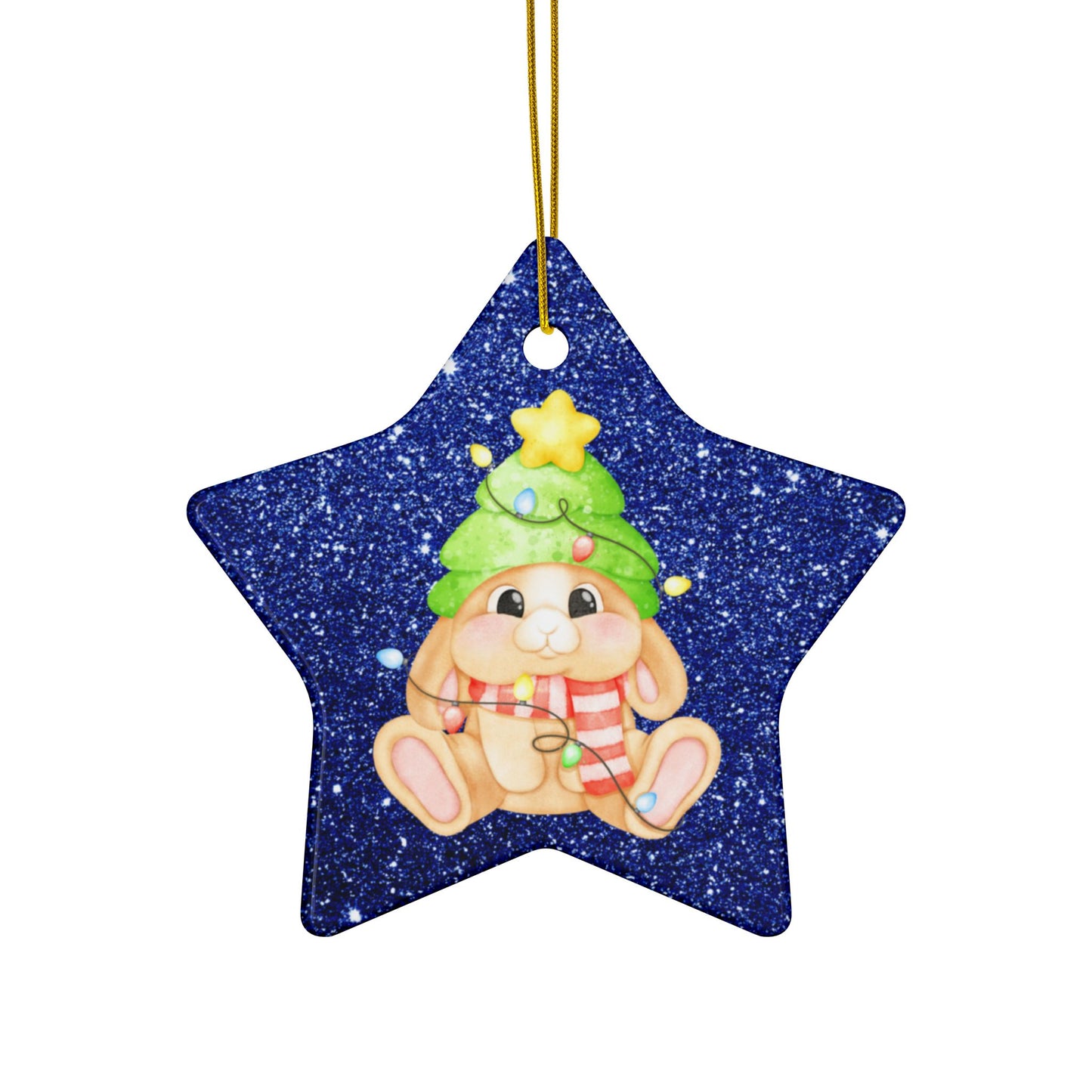 Mini Lop Christmas Lights, Star-Shaped Ceramic Ornament