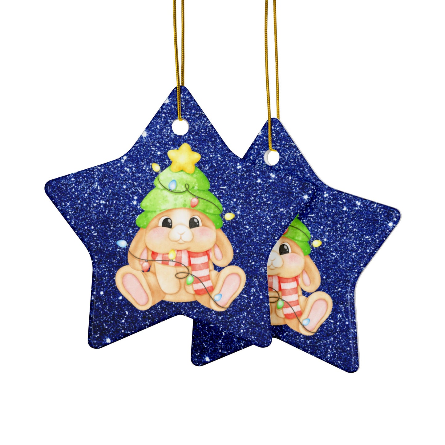 Mini Lop Christmas Lights, Star-Shaped Ceramic Ornament