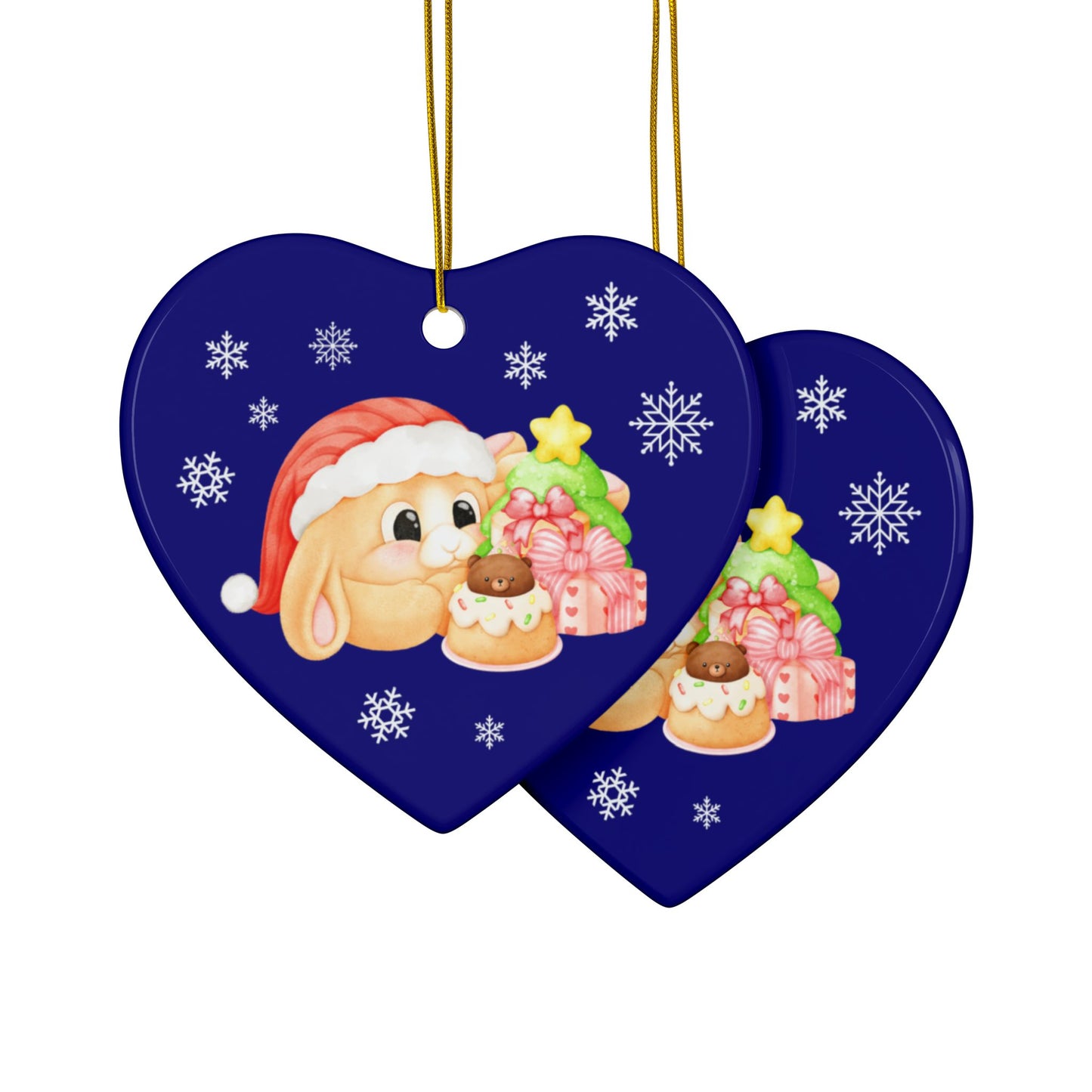 Mini Lop Christmas Treats, Heart-Shaped Ceramic Ornament