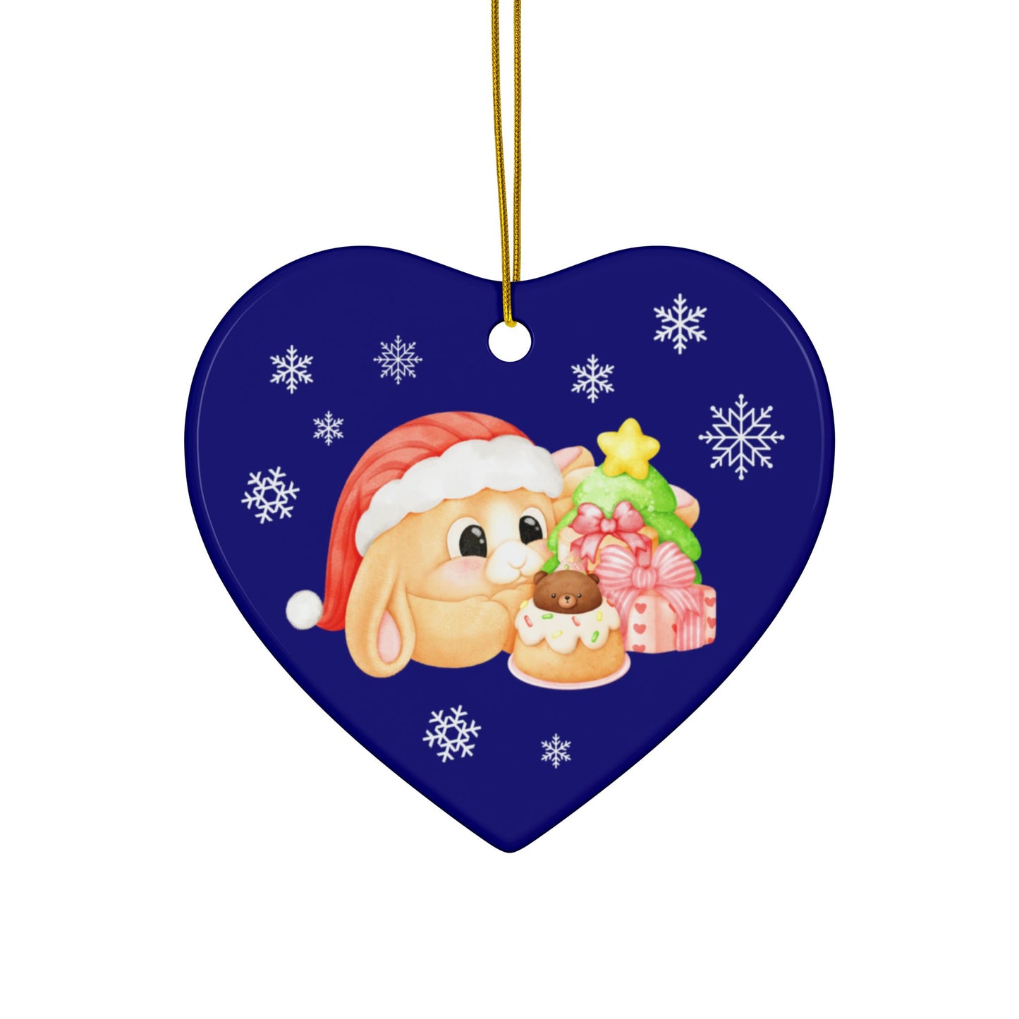 Mini Lop Christmas Treats, Heart-Shaped Ceramic Ornament