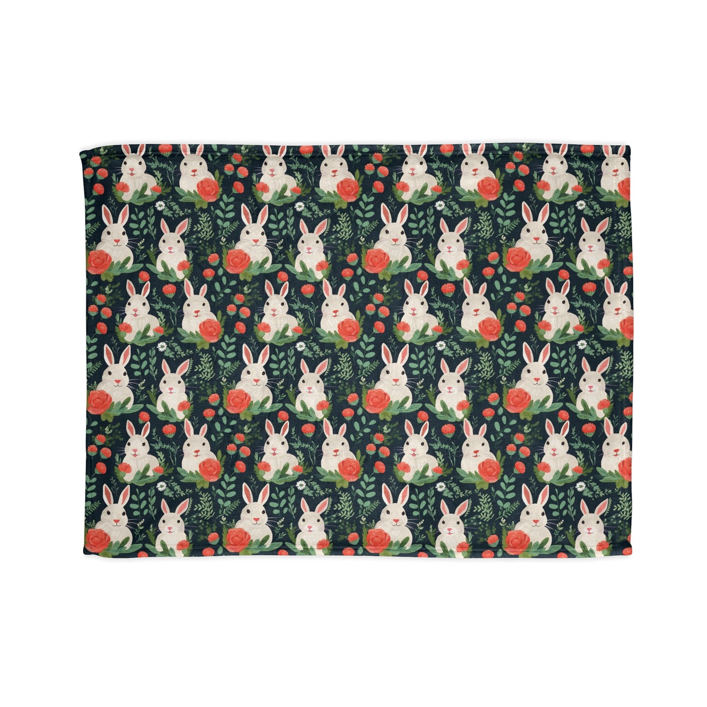 Bunnies and Hibiscus Soft Polyester Blanket