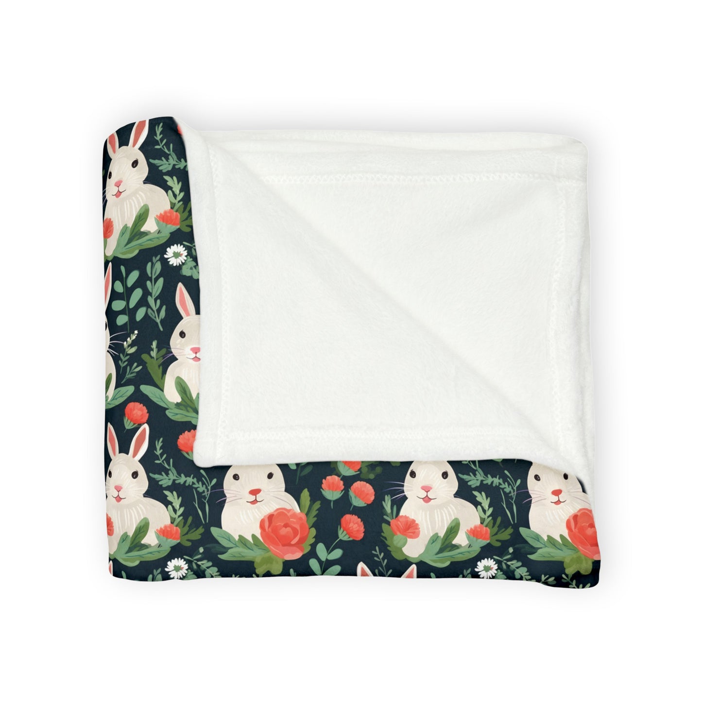 Bunnies and Hibiscus Soft Polyester Blanket