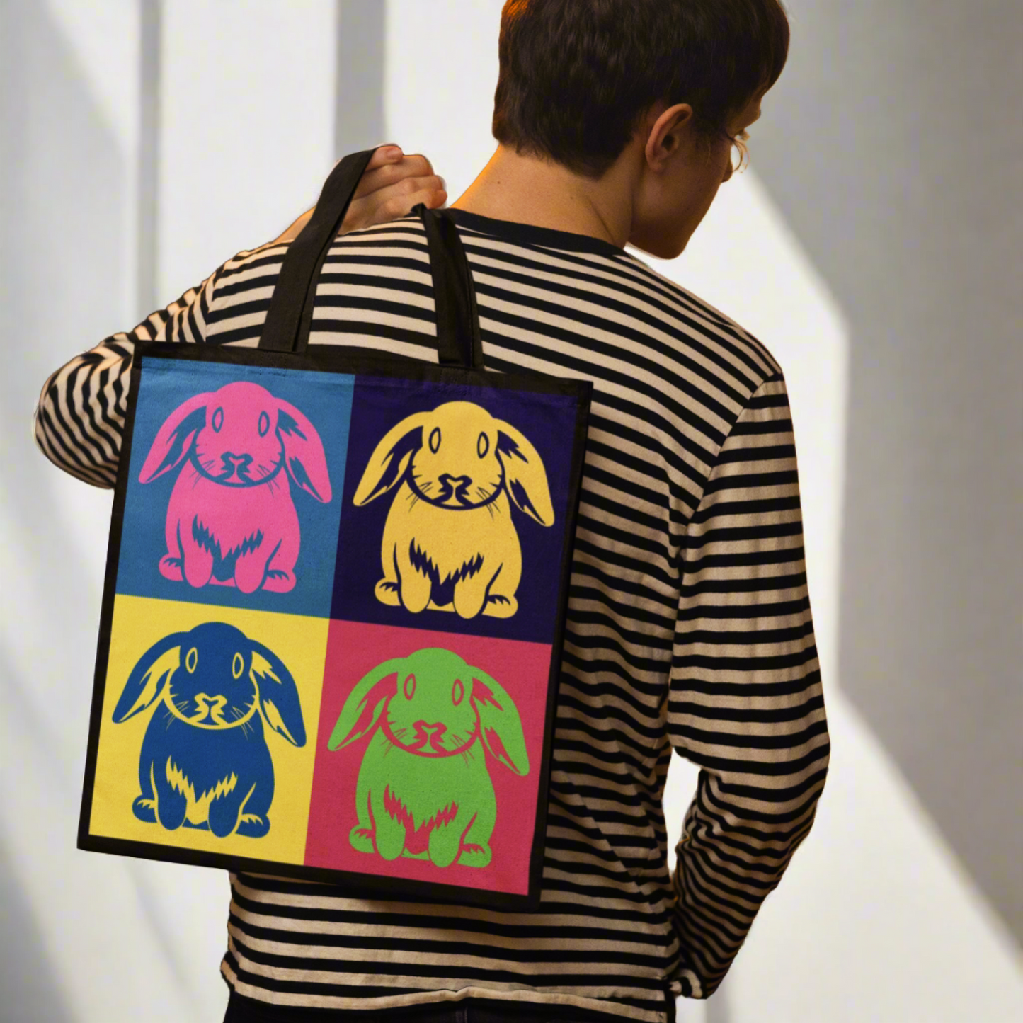 Electric Pop Art Bunny Tote Bag