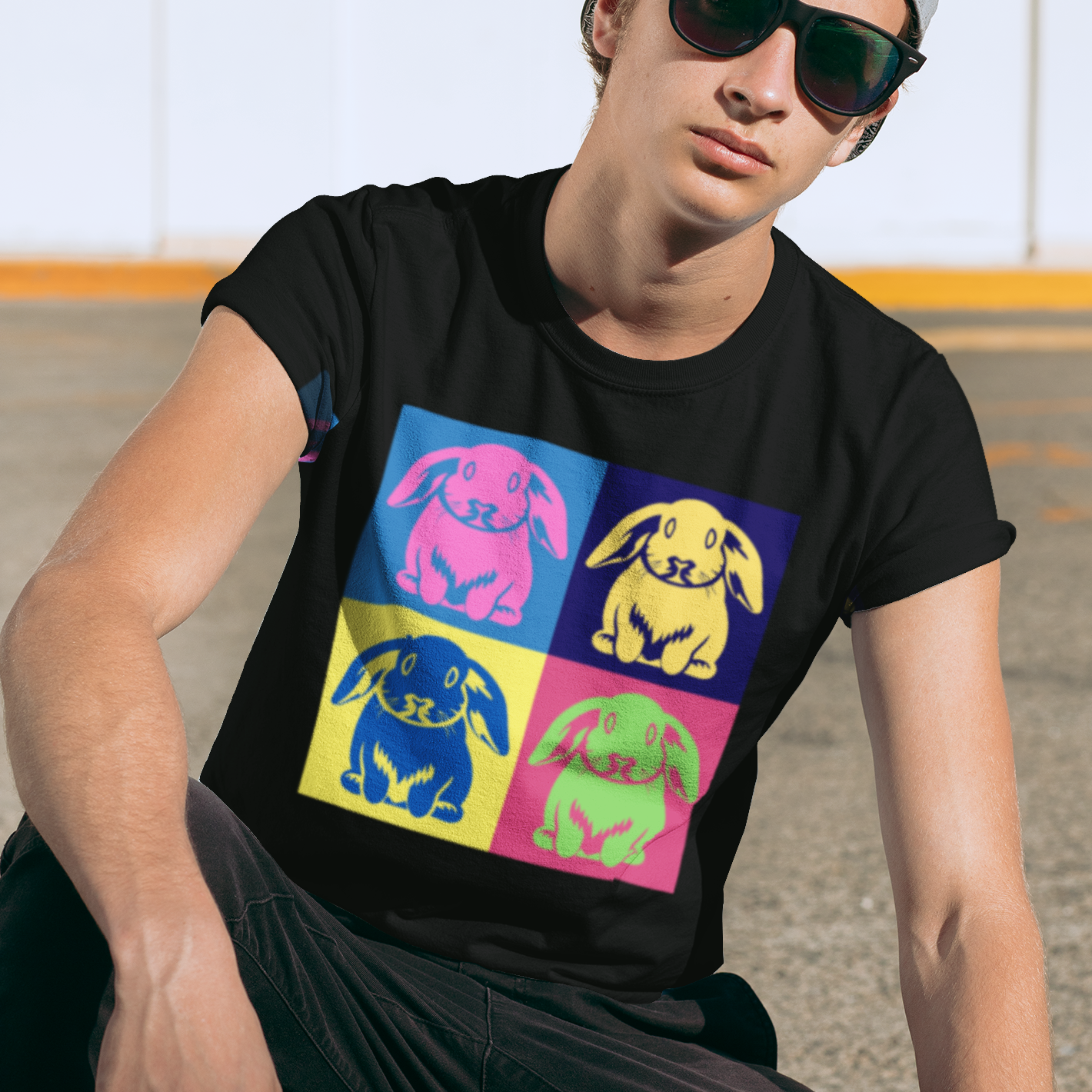 Electric Pop Art Bunny Unisex T-shirt